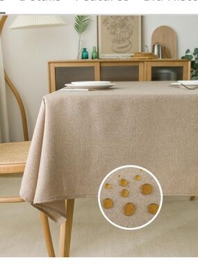 Rustic Burlap Linen Tablecloth Cover Rectangular 54x108” TAN